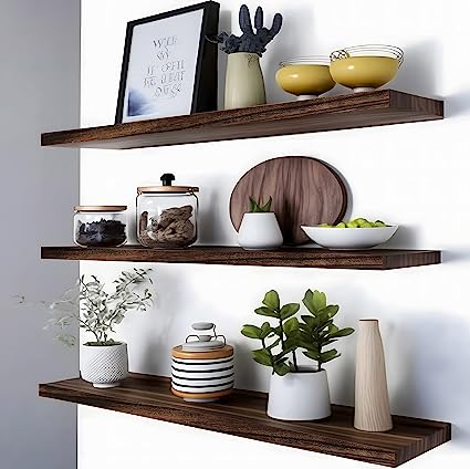 Nature Wood Floating Shelves for Wall Decor, Set of 4 Wooden 36 Inch