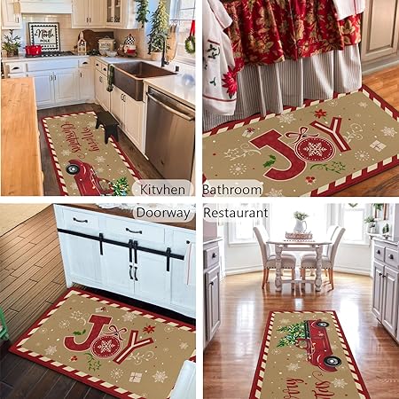 Non Slip Kitchen Rug Anti Fatigue Mats for Kitchen Floor Waterproof Washable Rug Runner for Kitchen Laundry17x30+17x47inch