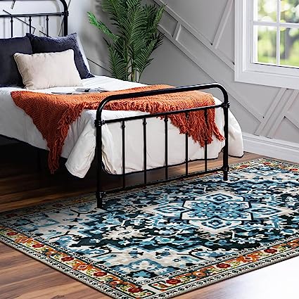 Non-Slip Distressed Vintage Persian Oriental, Small Accent Throw Low Pile Traditional Area Rug - 2' X 3'