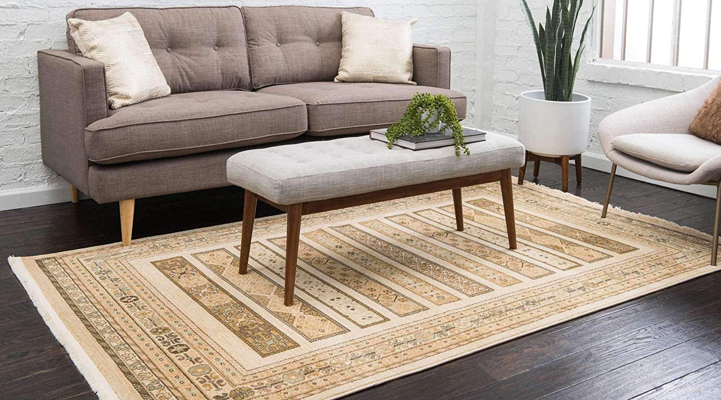 Tribal Pattern Beige Soft Area Rug