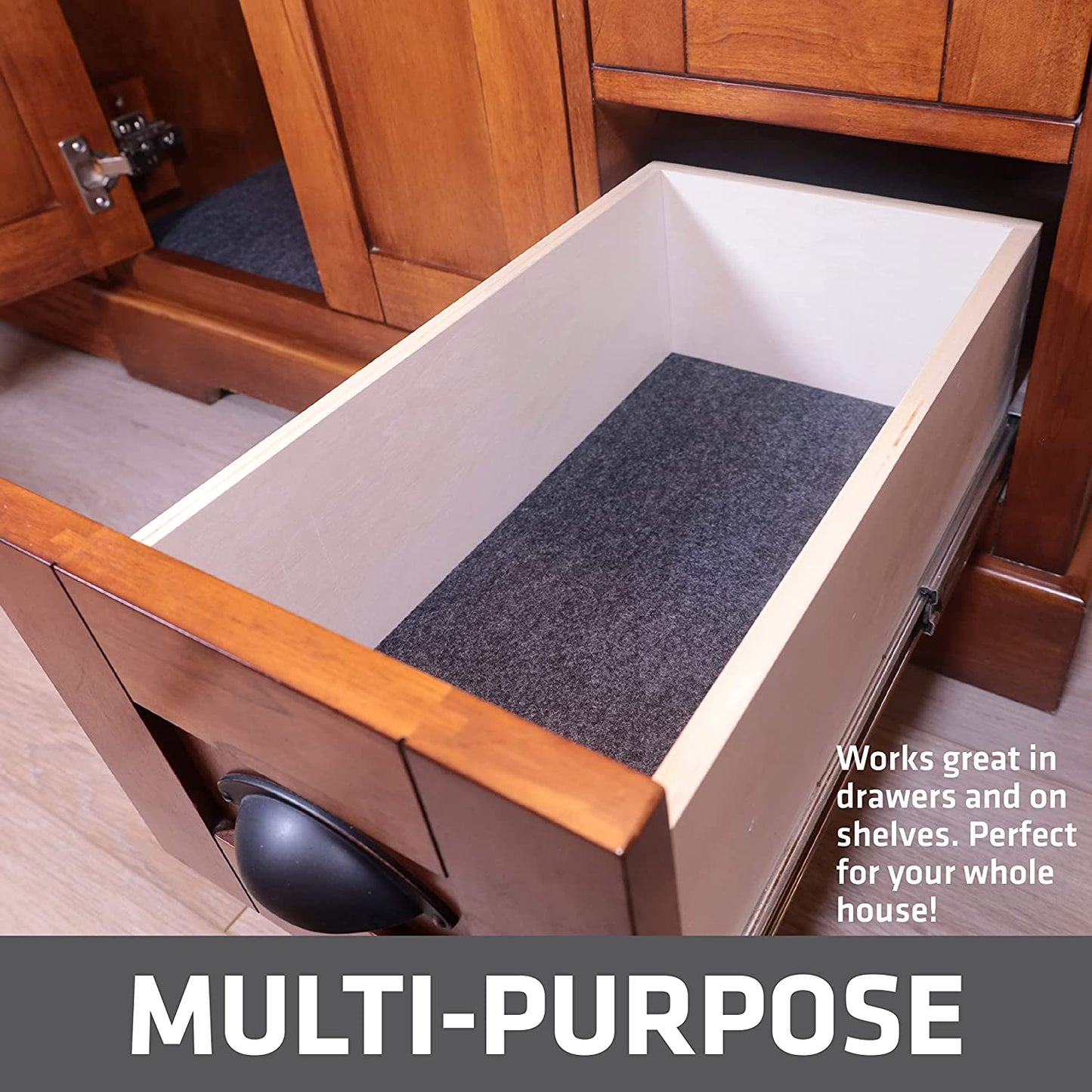 Under Sink, Waterproof Cabinet Protection, Absorbent Shelf Liners, Slip-Resistant, Non-Adhesive, Machine Washable, Durable Mats (USA Made)(24”x29”)(Charcoal)