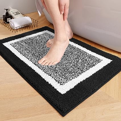 Ultra Soft and Water Absorbent Bath Rug, Bath Carpet, Machine Wash/Dry, for Tub, Shower, and Bath Room(20"x29",Blue and White)