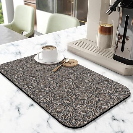 Accessories for Countertop Pioneer Flower Absorbent Hide Stain Rubber Backed Dish Drying Mats, (20x12in)