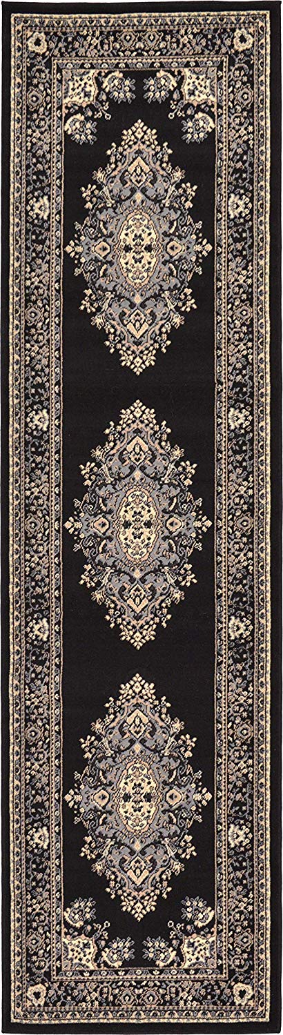 Traditional Medallion Black Soft Area Rug