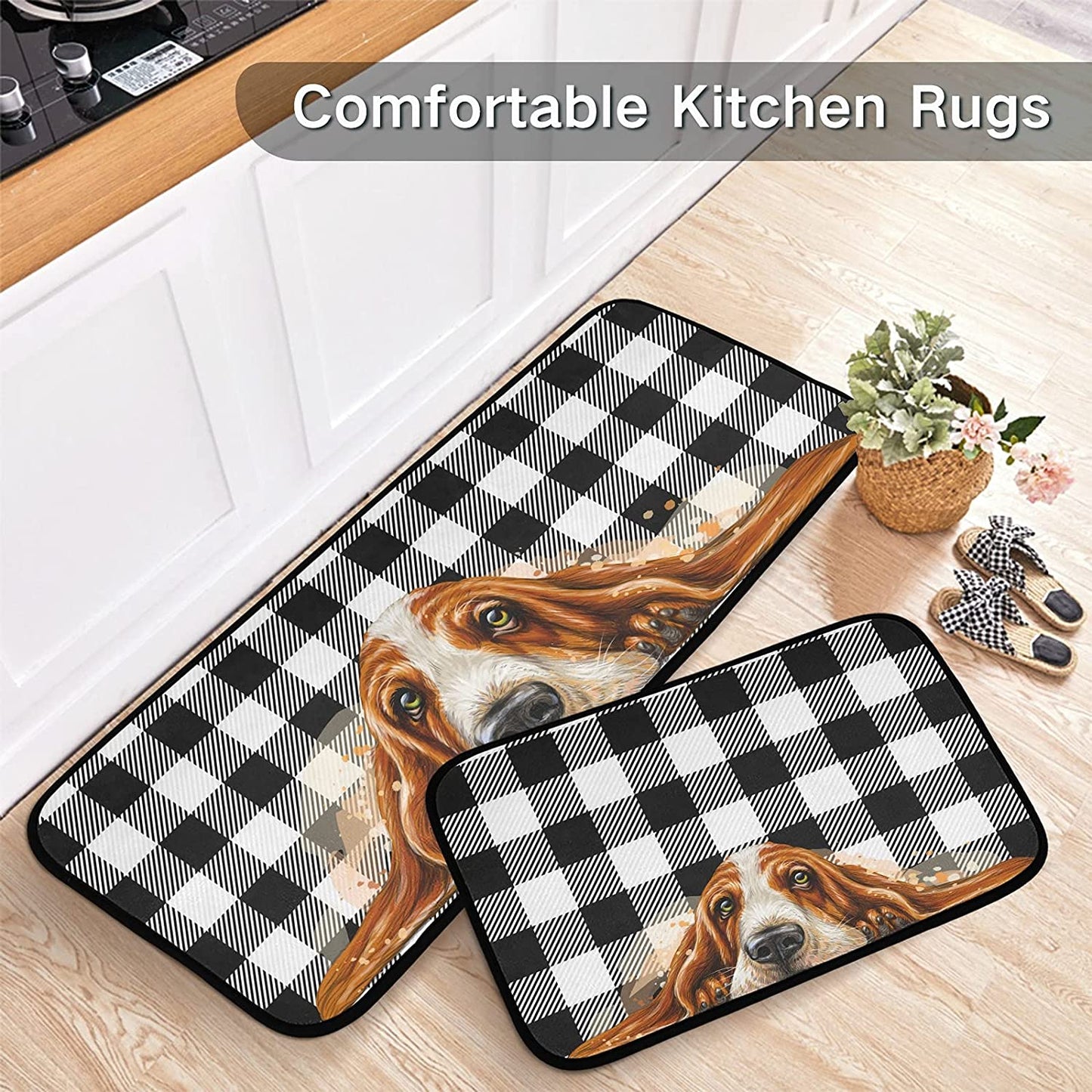 2 Pieces Honeycomb Beehive Wasp Bumblebee Anti Fatigue Kitchen Rug Set - 20"x28"+20"x47" 20"x28"+20"x47"