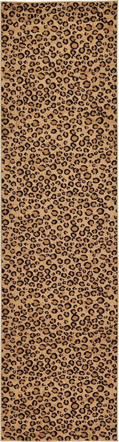 Wildlife Leopard Animal Print Light Brown Soft Area Rug