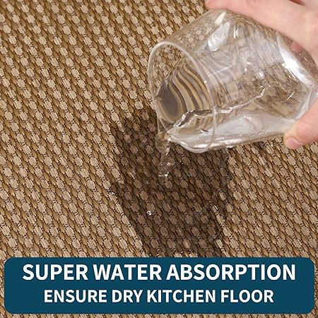 Sets of 2 Absorbent Non Skid Washable Kitchen Rugs and Mats, 17" x 30" + 17" x 59"