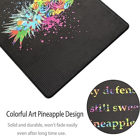 [2 PCS] Cushioned Anti-Fatigue Waterproof Non-Skid Ergonomic Comfort Foam Rugs, (Black) 17.3"x30"+17.3"x47"