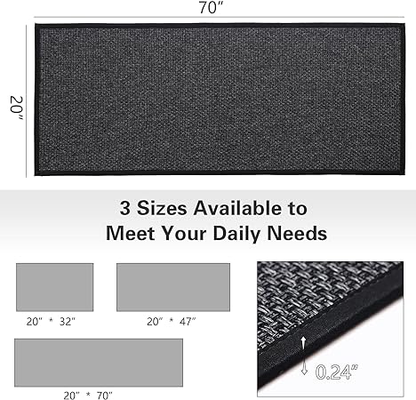 Non Skid Washable, Absorbent Kitchen Runner Rug, Kitchen Floor Mats for in Front of Sink, Laundry Room Rug, Doormat, Entryway Rugs Indoor(Black,20" x 32")