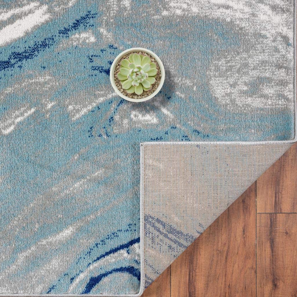 Victoria Collection Modern Soft Area Rug Blue