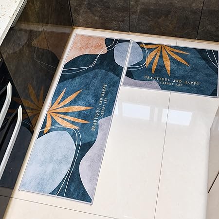 Printed Cushioned Non-Slip Kitchen Runner 2 PCS Set 16×24+16×47inch