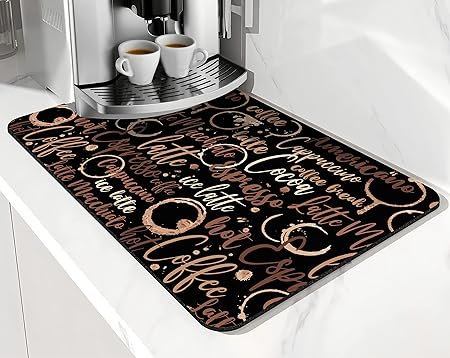 Accessories for Countertop Pioneer Flower Absorbent Hide Stain Rubber Backed Dish Drying Mats, (20x12in)