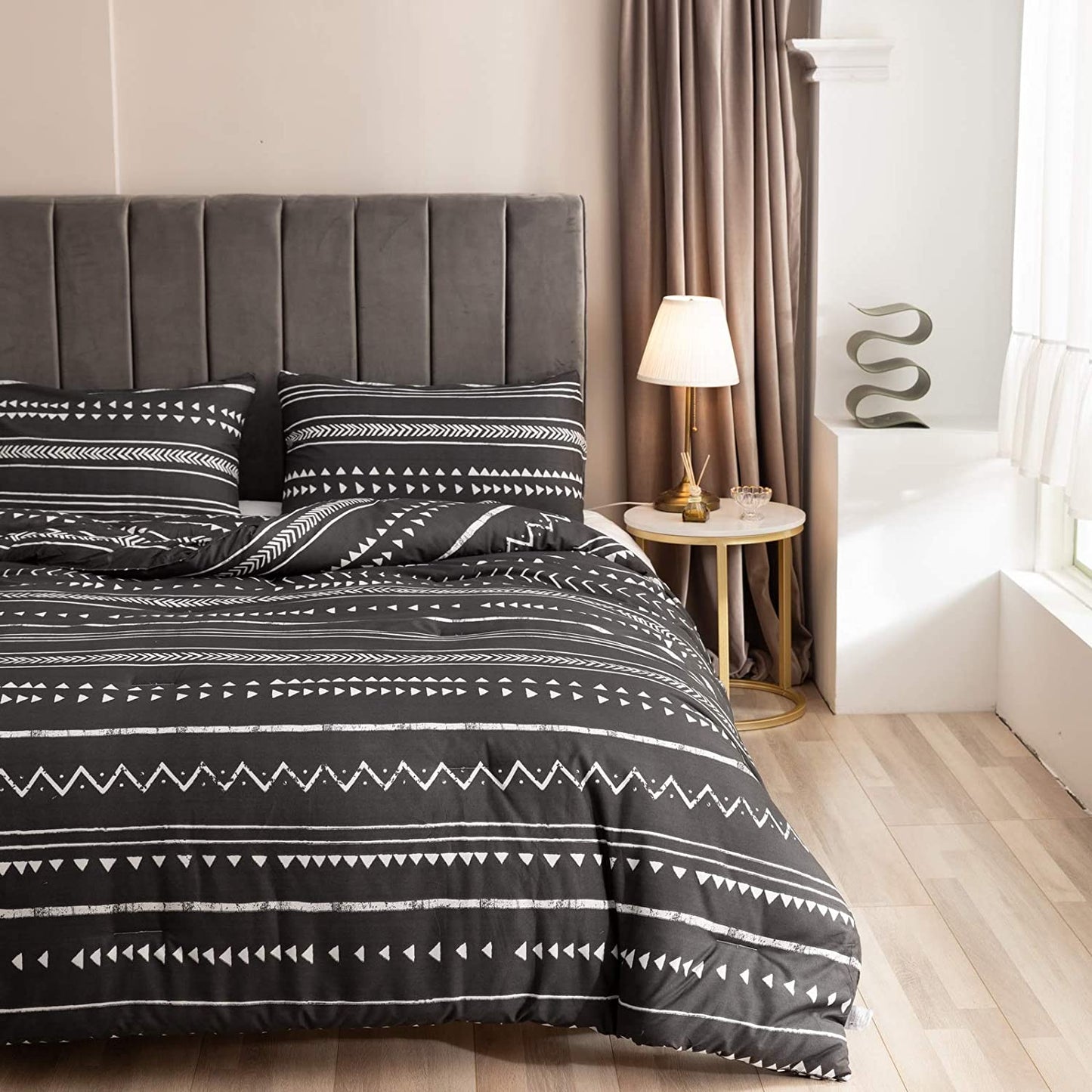 Folkloric Art Pattern Bedding with Soft Microfiber Fill Bedding, 1 Comforter & 2 Pillowcases