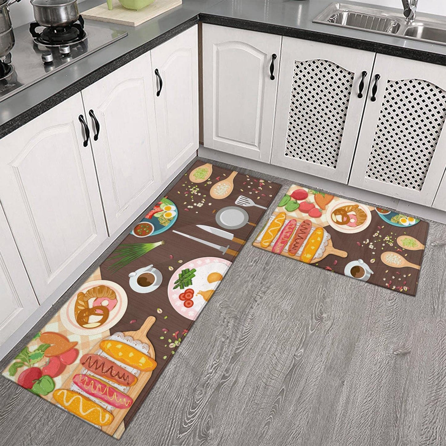 Strawberry Cat Kitchen Mats Set 2 Piece