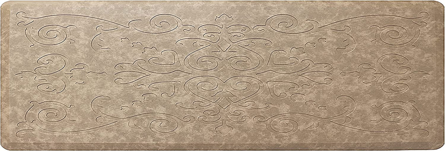 Medallion Embossed Cushioned Anti Fatigue Thick Non Slip Waterproof Kitchen Rugs (Taupe, 20" X 39")