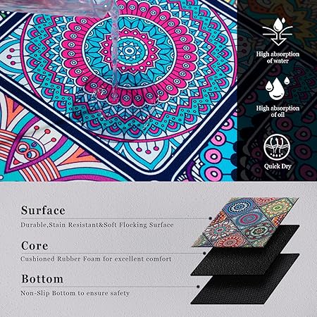 Boho Farmhouse Non Slip Washable Kitchen Area Rug Sets 3