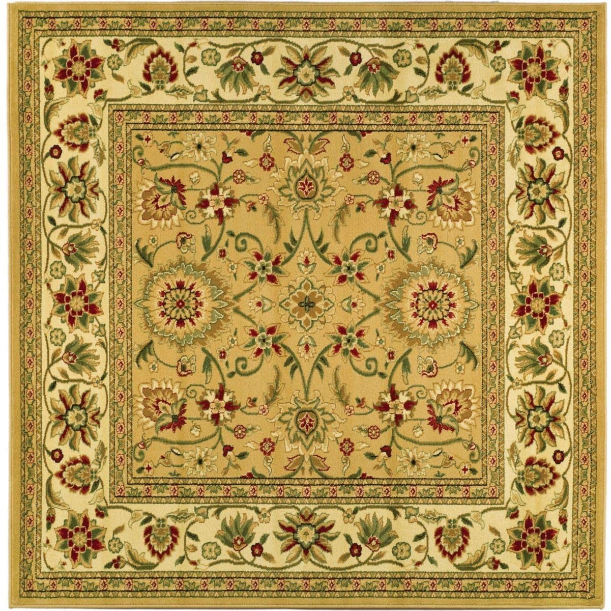 Lyndhurst CollectionTraditional Oriental Non-Shedding Stain Resistant Living Room Bedroom Accent Rug Beige / Ivory