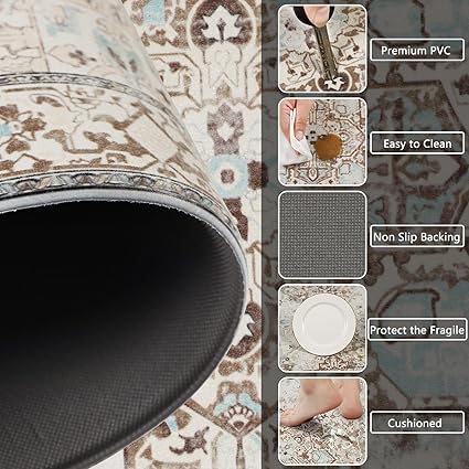 Grey Comfort Kitchen Floor Carpet Runner for Laundry, 17”x28”+17”x47”