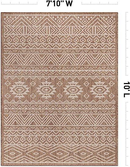 Lecce Distressed Geometric Bohemian Textured Flat Weave Easy Cleaning Outdoor Rugs