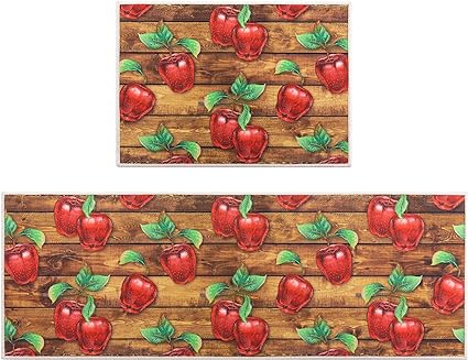 Non-Slip Backing Natural Design Throw Rug Lemon Design, 17"x48"+17"x24"