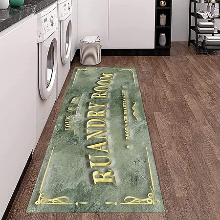 Laundry Room Rug 20"X59", Farmhouse Runner Rug Non Slip Waterproof Laundry Room Mat Floor Carpet for Kitchen, Washhouse, Mudroom