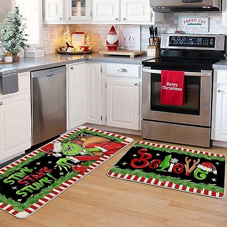 Green Monster Non Slip Christmas Kitchen Decoration, Set of 2