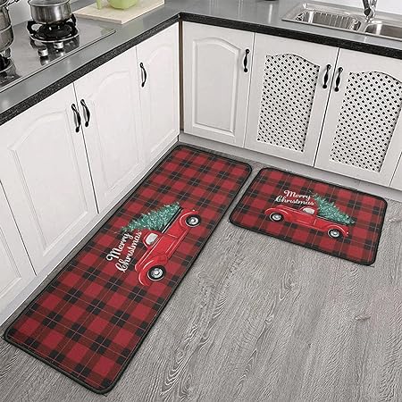 Non Skid Washable Black Santa Claus Christmas Rugs and Mats