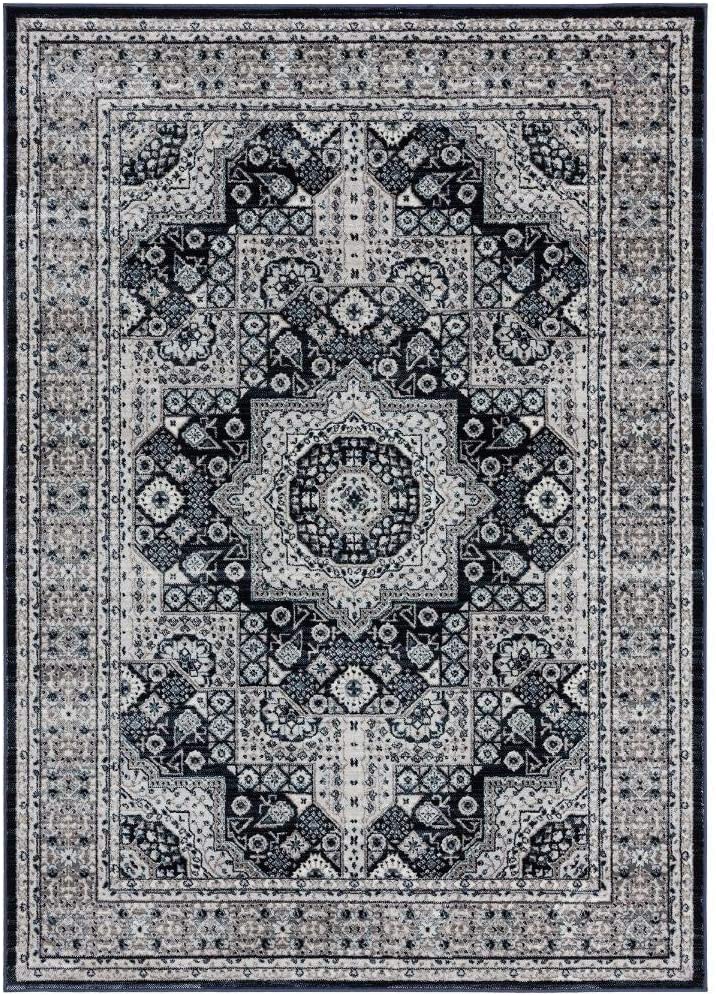 Oriental Navy Blue Soft Area Rug