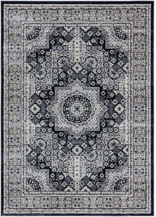 Oriental Navy Blue Soft Area Rug