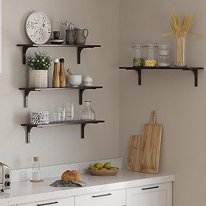 31.5 Inch Wall Mounted Shelves Set of 2 - Rustic Brown