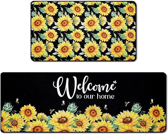 2 Pc Rooster Non Slip Washable Home Winter Holiday Decor, 17 x 30 Inch, 17 x 47 Inch