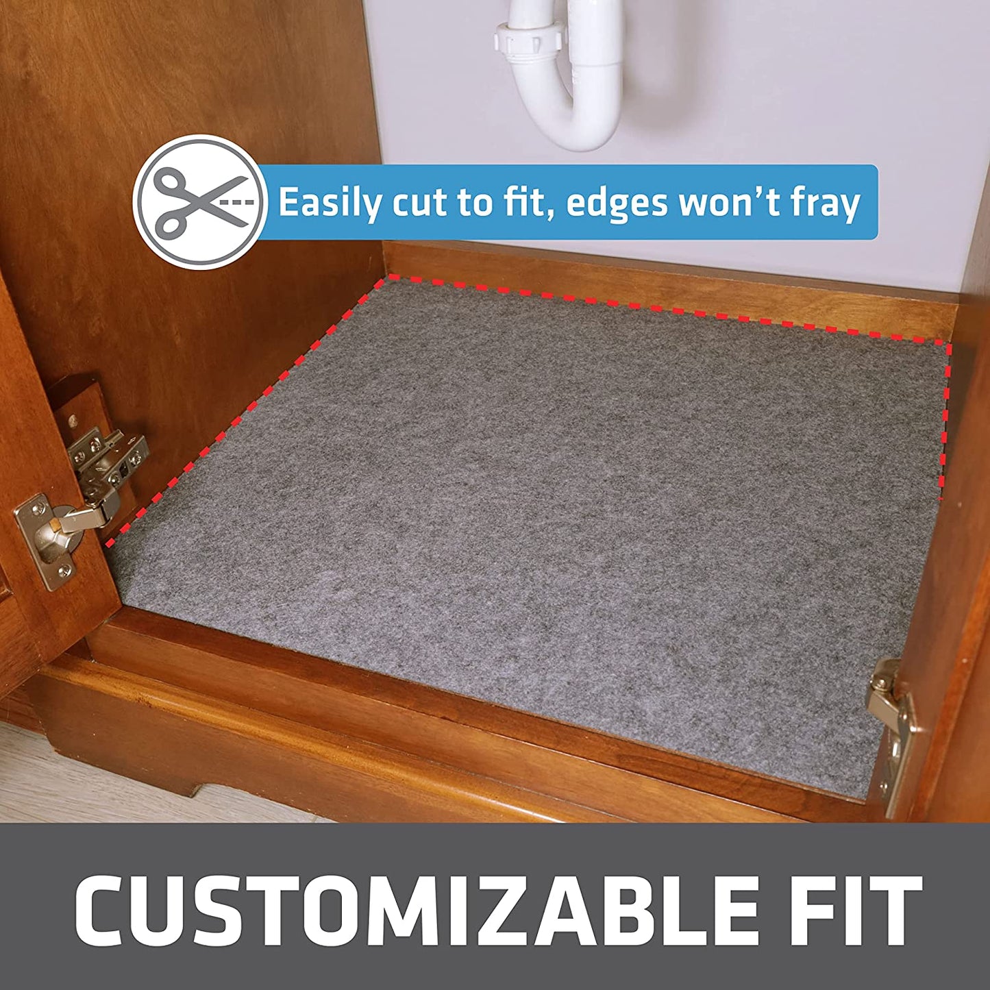 Under Sink, Waterproof Cabinet Protection, Absorbent Shelf Liners, Slip-Resistant, Non-Adhesive, Machine Washable, Durable Mats (USA Made)(24”x29”)(Charcoal)