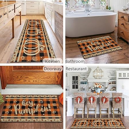 Non Slip Kitchen Rug Anti Fatigue Mats for Kitchen Floor Waterproof Washable Rug Runner for Kitchen Laundry17x30+17x47inch