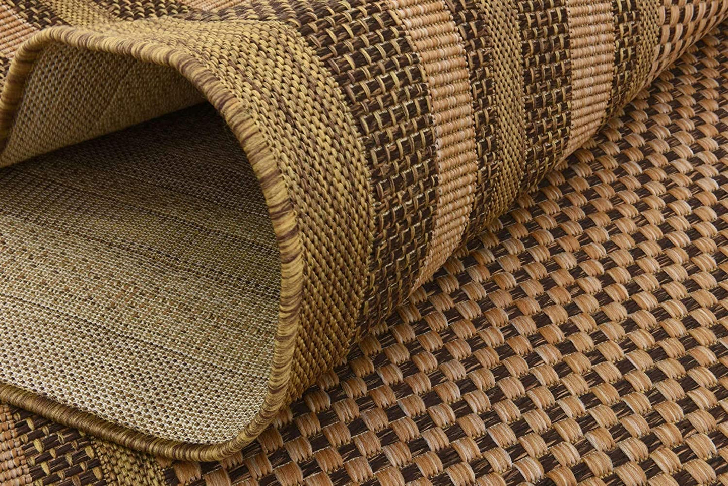 Outdoor Border Collection Solid Casual Transitional Light/Brown Area Rug