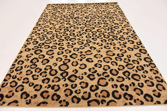 Wildlife Leopard Animal Print Light Brown Soft Area Rug