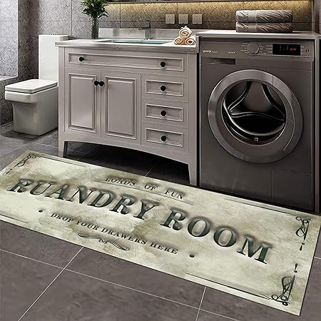 Laundry Room Rug 20"X59", Farmhouse Runner Rug Non Slip Waterproof Laundry Room Mat Floor Carpet for Kitchen, Washhouse, Mudroom