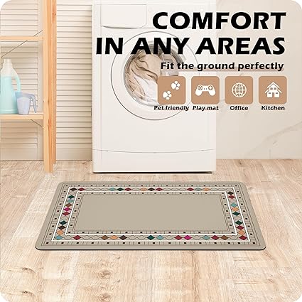 Set 2 Pieces,0.4 Inches Thick Non Slip Kitchen Rugs and Mats Teal Wood Cushioned Anti Fatigue Floor Mat Waterproof Comfort Standing Runner Sink Rug,17.3 x 28+17.3 x 47 Inch