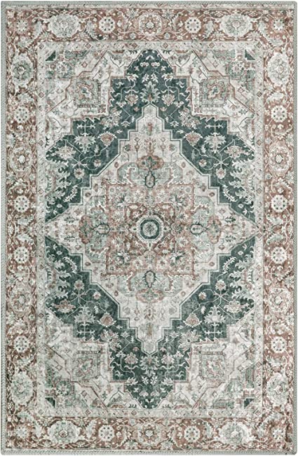 Non-Slip Distressed Vintage Persian Oriental, Small Accent Throw Low Pile Traditional Area Rug - 2' X 3'