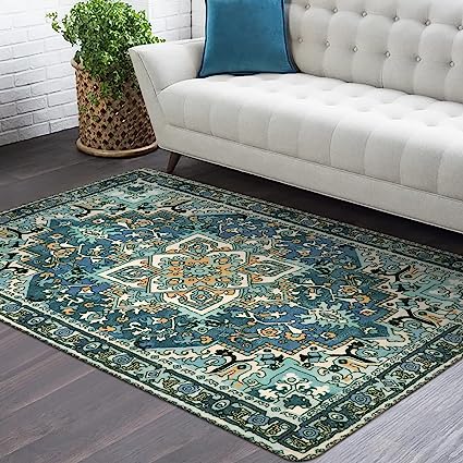 Traditional Oriental Washable Non-Slip Distressed Vintage Accent Throw Rugs