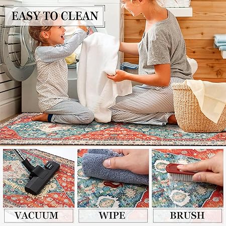 Boho Farmhouse Non Slip Washable Kitchen Area Rug Sets 3
