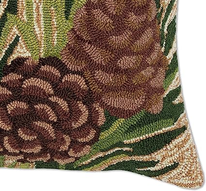Frontporch Indoor/Outdoor Easy Care Invisible Zipper Hand Tufted Pillow- Birds Multi 18" x 18"