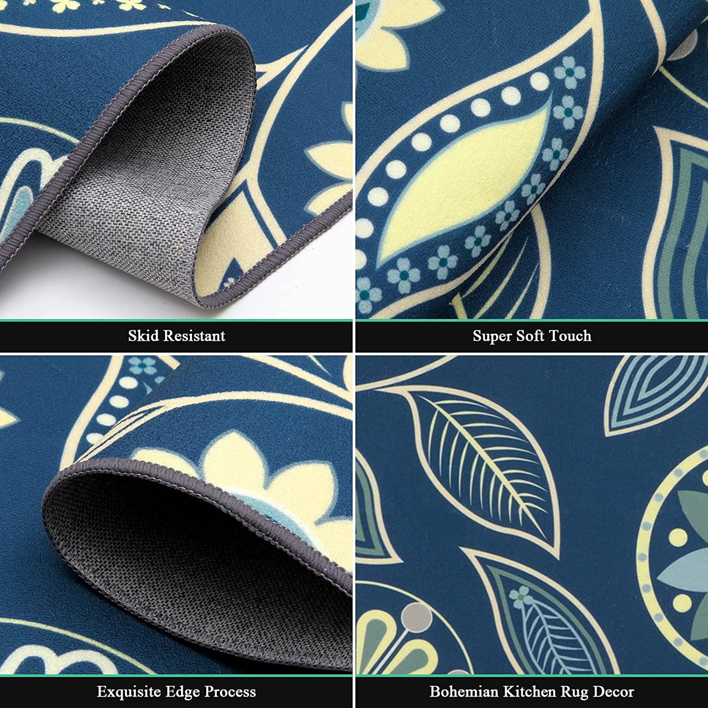 Boho Sets 3 Piece Washable Kitchen Rug