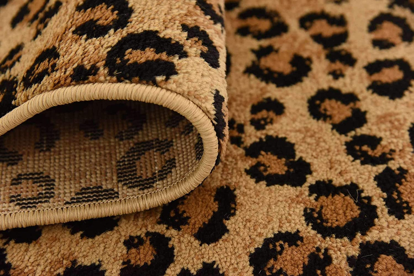 Wildlife Leopard Animal Print Light Brown Soft Area Rug