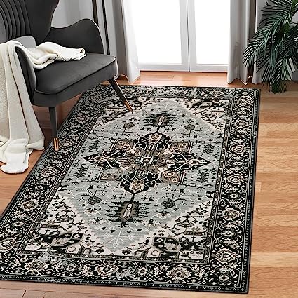 Non-Slip Distressed Vintage Persian Oriental, Small Accent Throw Low Pile Traditional Area Rug - 2' X 3'