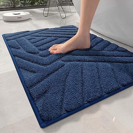 Upgraded White Bathroom Rugs - Refresh Your Bathroom with Color G Absorbent Microfiber Bath Mat - Non Slip, Soft, Washable, Quick Dry, 16”x24” Small Bath Rug Bathroom Carpet for Shower