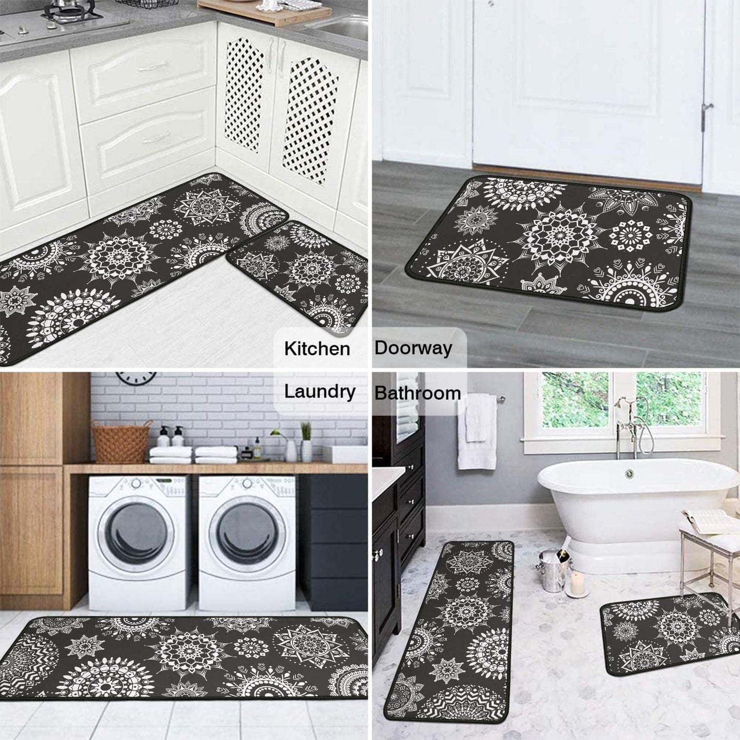 Anti Fatigue Non Slip Waterproof Washable Rug - 17x24+17x48inch Grey
