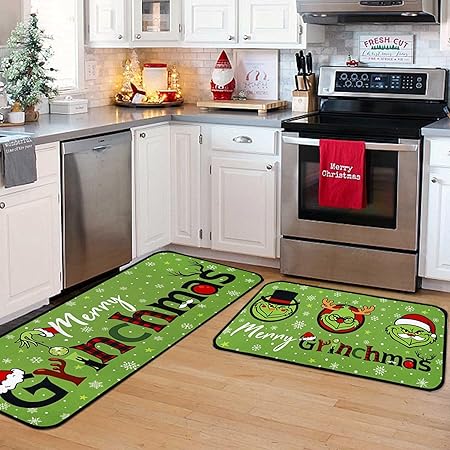 Green Monster Non Slip Christmas Kitchen Decoration, Set of 2