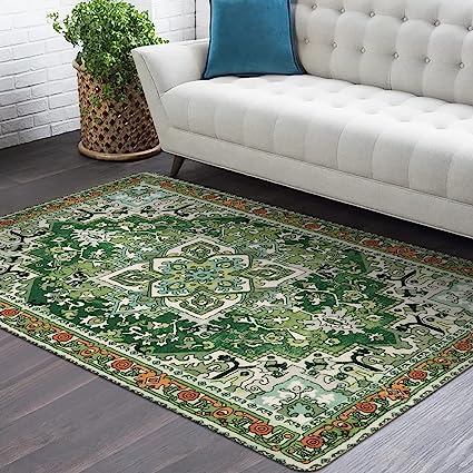 Traditional Oriental Washable Non-Slip Distressed Vintage Accent Throw Rugs