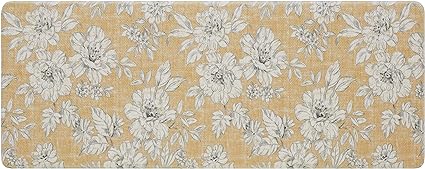 Anti-Fatigue Iris Floral Design Stain, Water & Fade Resistant Cooking & Standing Relief | Non-Slip Backing | Measures 17.5” x 32”|