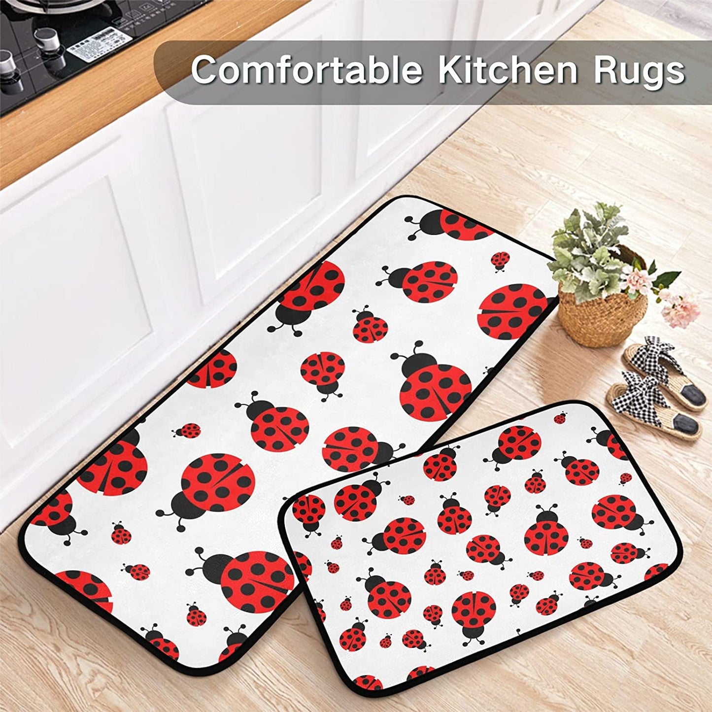 2 Pieces Honeycomb Beehive Wasp Bumblebee Anti Fatigue Kitchen Rug Set - 20"x28"+20"x47" 20"x28"+20"x47"